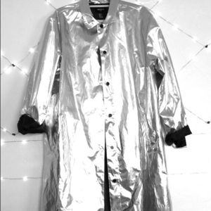 Silver metallic trench coat